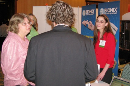 Rachel McMasters (R), Bionix, with conference attendee